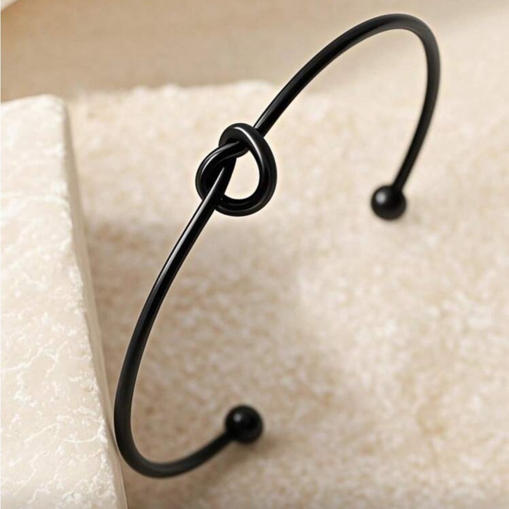 Chic Black Knot Open Bracelet